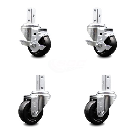 Service Caster 3.5 Inch Hard Rubber Wheel Swivel 3/4 Inch Square Stem Caster Brakes SCC, 2PK SCC-SQ20S3514-HRS-TLB-34-2-S-2
